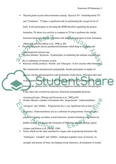 Functions of Hormones