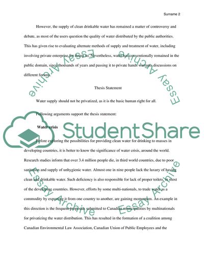 Should Water Supply Privatization Be Allowed