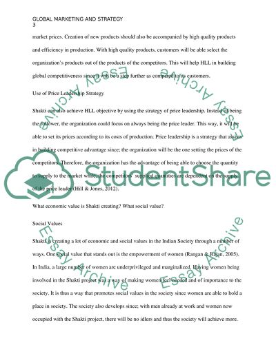 Global Marketing Strategy. Project Shakti