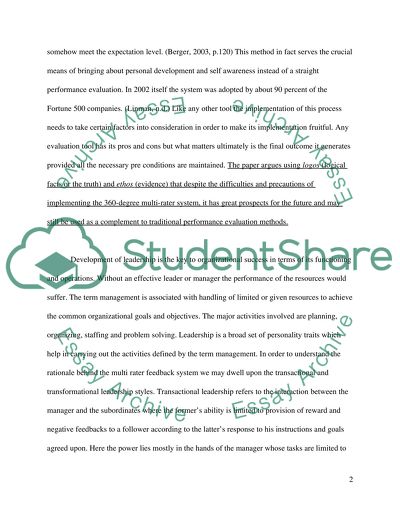 Critical Appraisal of the 360-Degree Multi-Rater System of Evaluation