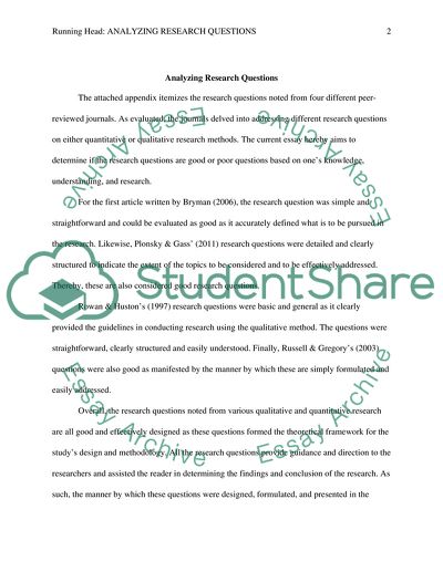Analyzing Research Questions
