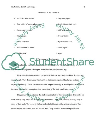 Garbology: The Culture of the Disposers