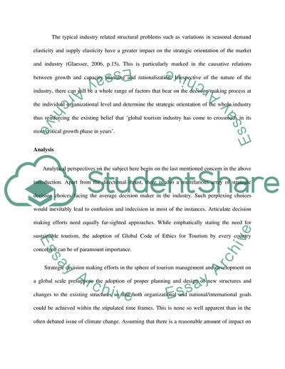 Structural Change and the Industrial Organization of Tourism
