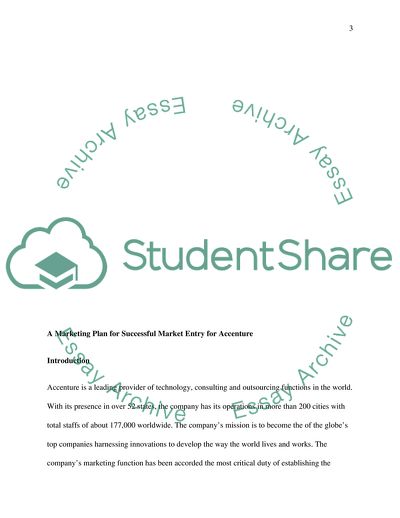 A Marketing Plan for Successful Market Entry for Accenture