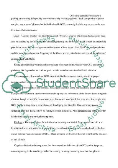 Obsessive Cumpulsive Disorder