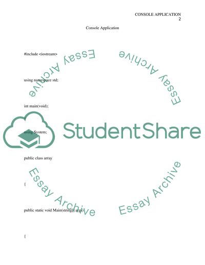 The Console Application Project