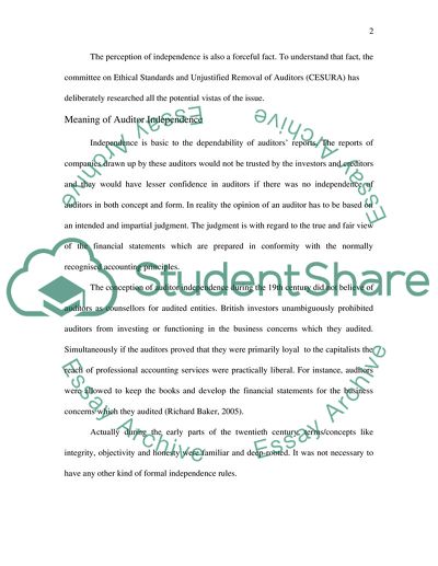 Responsibility and Authority in Finance: The Auditor Independence