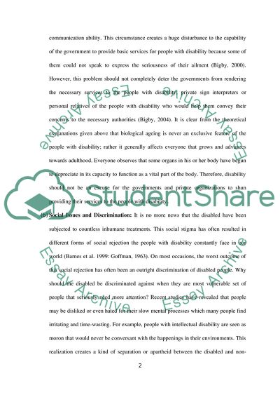 People with Disability and Main Issues