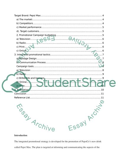 Integrated Promotional Strategy: Pepsi Max