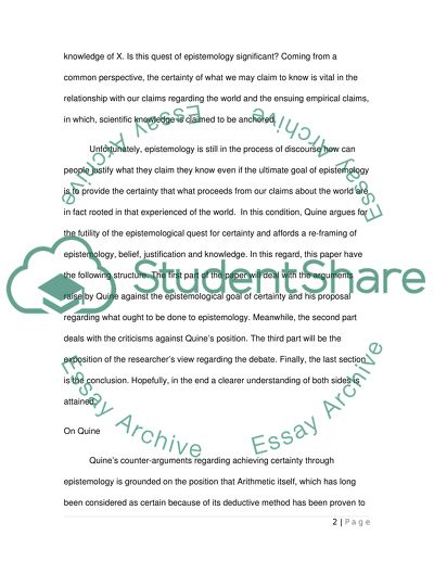 Naturalized Epistemology