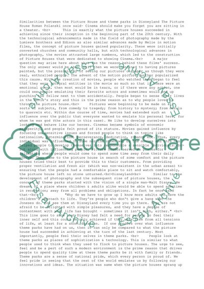 Similarities between the Picture House and theme parks in Disneyland