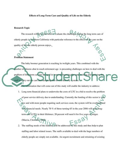 Effects of Long-Term Care and Quality of Life on the Elderly
