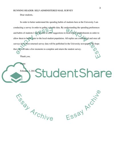 Self Administered Mail Survey