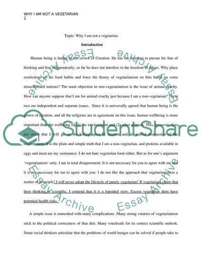 Why I am not a Vegetarian