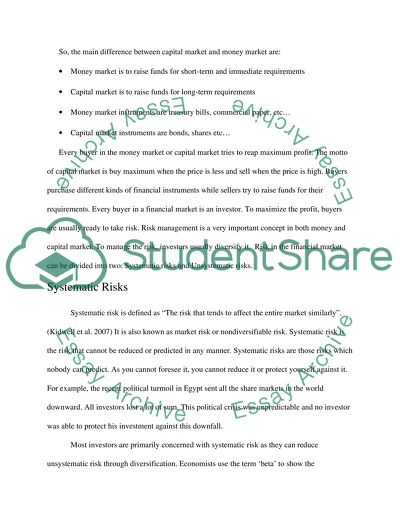 Objectives of Risk Analysis in Financial Market