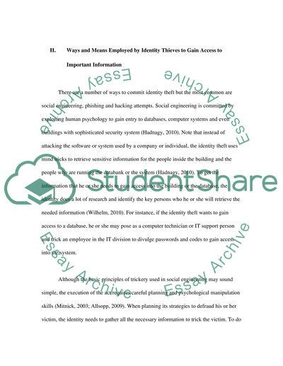Understanding the dangers of identity theft and how a company or individual can be protected from it