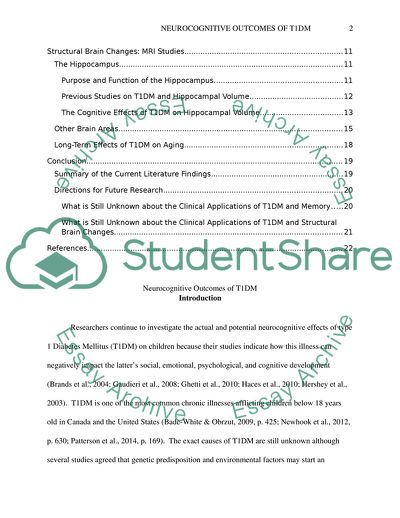 Neurocognitive Outcomes of Type 1 Diabetes in Children