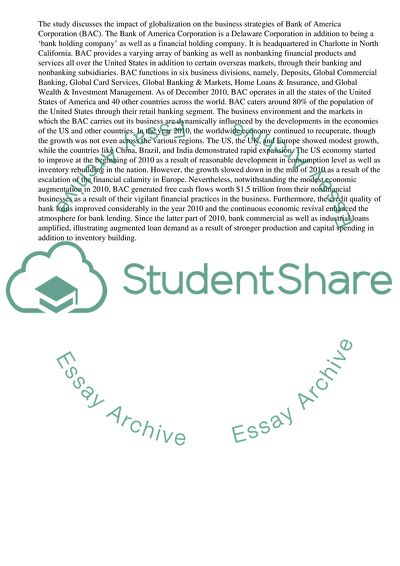 Business Environment and the Analysis of the Financial Health of Bank of America Corporation