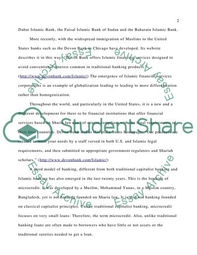 Banking - Classical Capitalism, Islamic Finance, and Microcredit