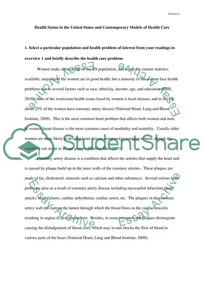 Health Status in the United States and Contemporary Models of Health Care