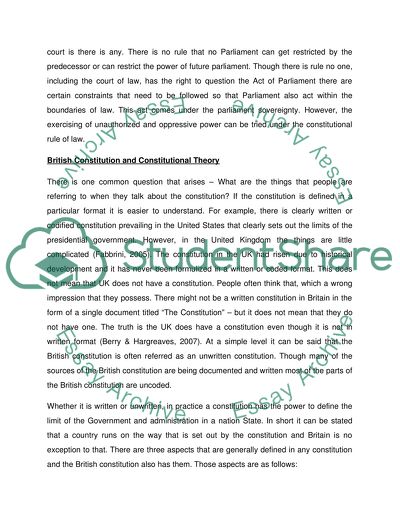Lord Borrie Statement, British Constitution and Constitutional Theory