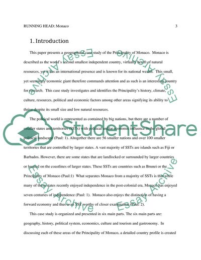 A Geographical Case Study of the Principality of Monaco
