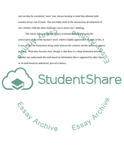 The Problem of the Criterion and the Epistemic Regress Problem by Andrew D. Cling