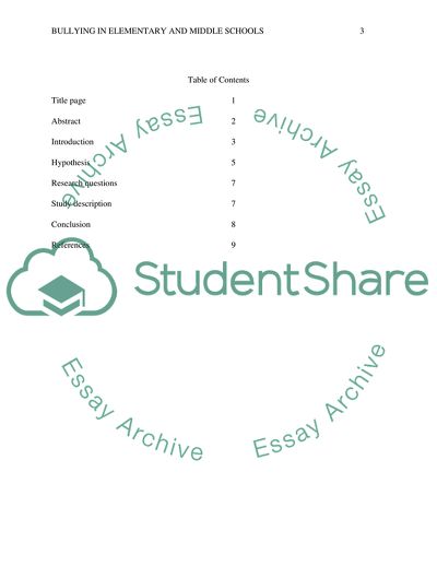 Bullying in Elementary and Middle Schools