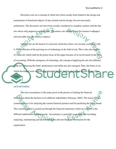 How can visual art be related to or used in accounting major