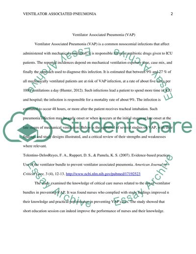Ventilator Associated Pneumonia