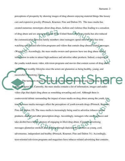 The Influence Of Mass Media On Drug Abuse In The Society