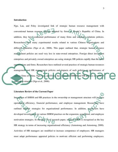 Strategic Human Resource Management, Firm Performance, and Employee Relations Climate in China