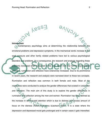 Gender Differences in Rumination and Reflection