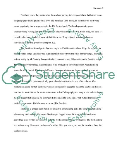 Yesterday by Beatles vs Miss You by Rolling Stone