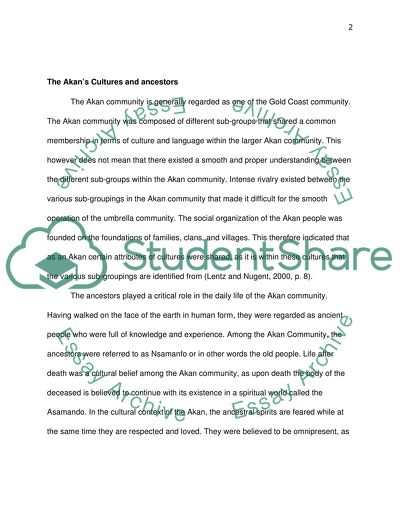 Ancestral Veneration of the Akan Community