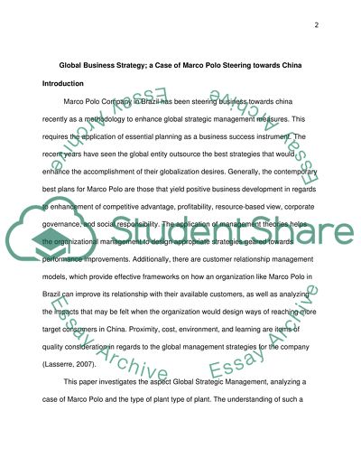 Global business strategy case