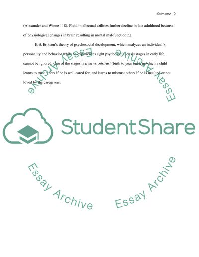 Developmental Changes Over the Course of Ones Life