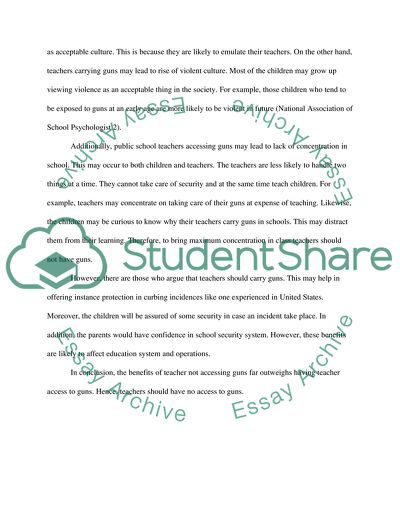 Teacher and Gun in Schools