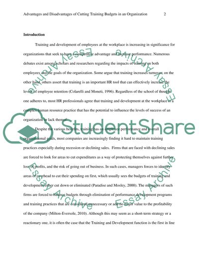 Advantages and Disadvantages of Cutting Training Budgets in an Organization