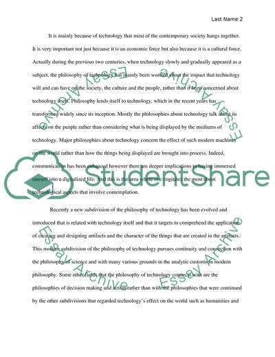 Technology and Its Philosophy