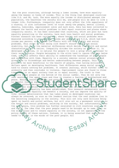 Greater Equality: the Hidden Key to Better Health and Higher Scores