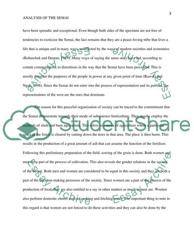 An Analysis of the Semai People of the Malay Peninsula