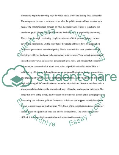 The Influence of the Food Industry on Health Issues