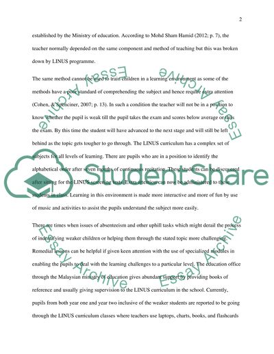 The Academic and Behavioural Support Needs of Teachers Teaching in LINUS Classrooms in Malaysia