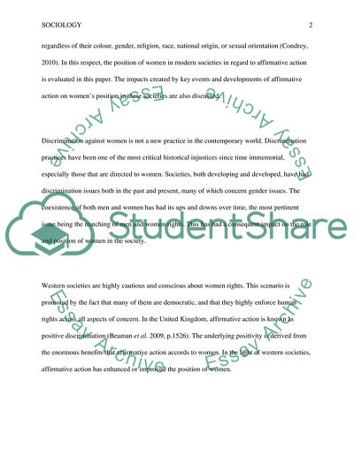 The Position of Women in Modern Western Societies