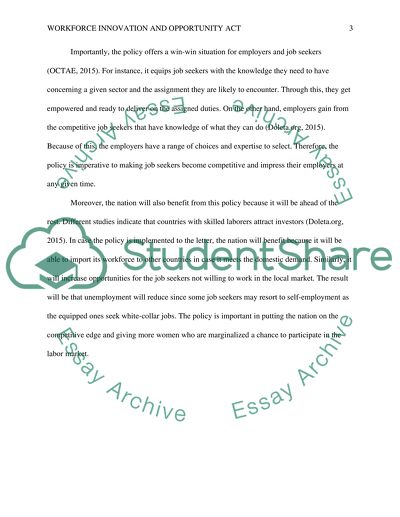 Workforce Innovation and Opportunity Act