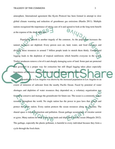 The Concept of Tragedy of the Common