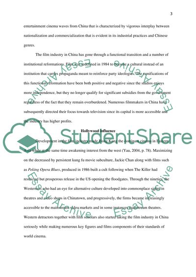 Significance of Hollywood in Influencing Chinese Filmmaking since the 1980s