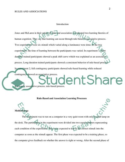 Rule-Based and Association Based Learning Processes