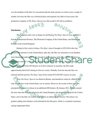 Business Analysis of the Film and Its Production: The Kings Speech